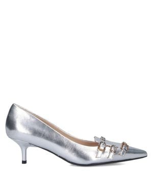 Pinko Pointed-Toe Pump With Kitten Heel And Buckle Straps - White