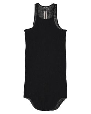 Rick Owens Basic Rib Scoop Neck Curved Hem Cotton Tank Top - Black