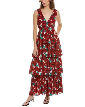 Traffic People Havana Silk-Blend Midi Dress - Red