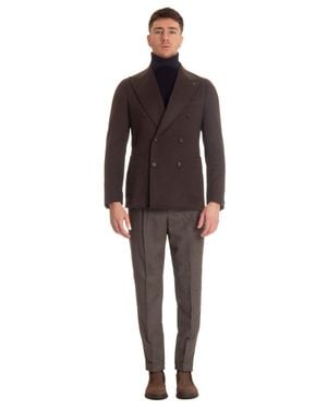 Tagliatore Double-Breasted Virgin Wool Jacket Pino Lerario Line - Black