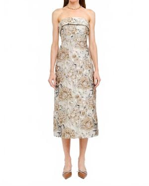 SOFIA The Label Strapless Floral Printed Jacquard Dress - Natural