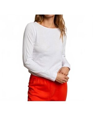 PERFECTWHITETEE Parker Long Sleeve Boat Neck Top - White