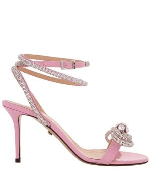 Mach & Mach Crystal Double Bow Sandals - Pink