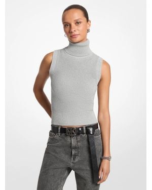 MICHAEL Michael Kors Michael Kors Wool Sleeveless Turtleneck Top - White