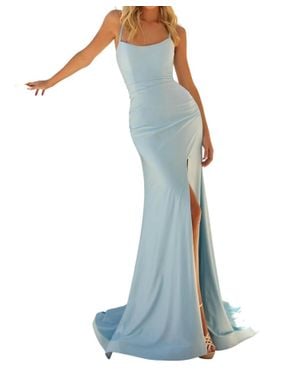 Clarisse Radiant Scoop Neckline Long Sheath Dress - Blue