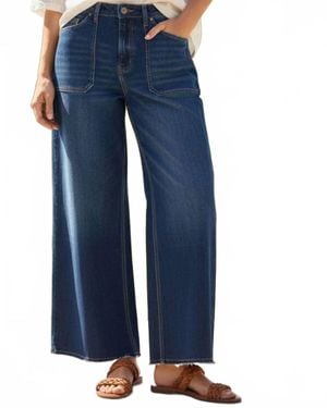 mica denim High Rise Wide Leg Patch Pocket Jeans - Blue
