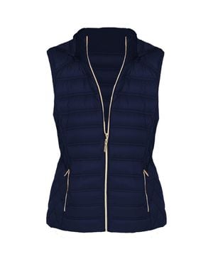 MICHAEL Michael Kors Down Fill Full Zip Removable Hood Puffer Vest - Blue