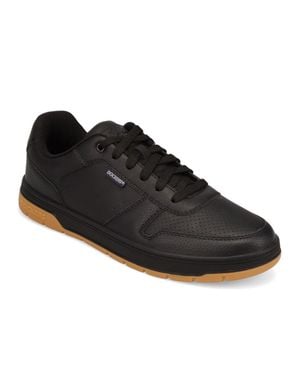 Dockers Energy Lo Synthetic Leather Casual Lace Up Sneaker Shoe - Black