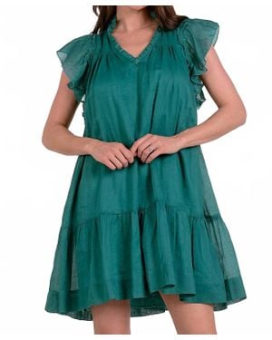 Elan Flutter Sleeve Dress - Green