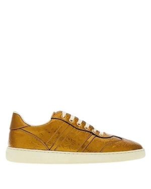 Ferragamo Ferragamo Garda Metallic Leather Low-Top Sneakers - Brown