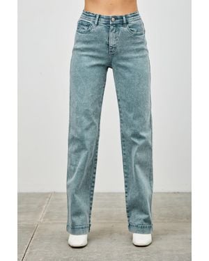 TRUEDAMES High Rise Slim Wide Straight - Blue