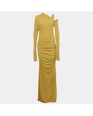 Chats by C.Dam Moss Ruched Jersey-Knit Midi Dress - Yellow