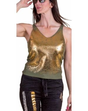 Gigi Moda Orsa V-Neck Tank Top - Metallic
