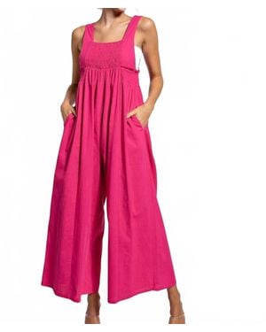 Love Smocked Jumpsuit - Pink