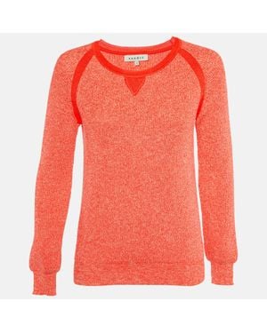 Sandro Heavy Cotton And Polyester Knit Crew Neck Sweater - Pink