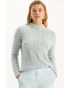 tyler boe Gracie Basketweave Mock Neck Sweater - Gray