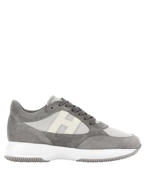 Hogan Interactive Leather And Nylon Sneakers - Gray