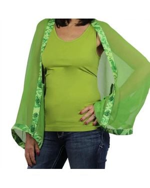 Magic Scarf Origami Trim Button Shawl Shrug Wrap - Green