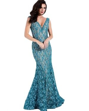 Jovani Sleeveless Evening Gown - Blue