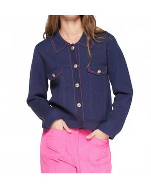 Vilagallo Pespunte Vaquero Punto Cardigan - Blue