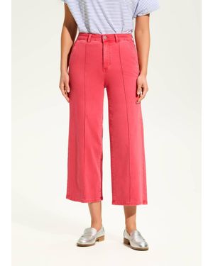 Fdj Suzanne Wide Crop Denim Pants - Red