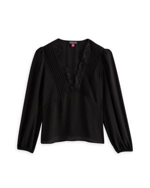 Vince Camuto Lace V-Neck Blouse - Black
