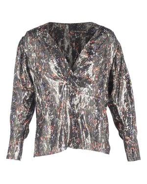 IRO Milana Wrap Printed Blouse - Gray
