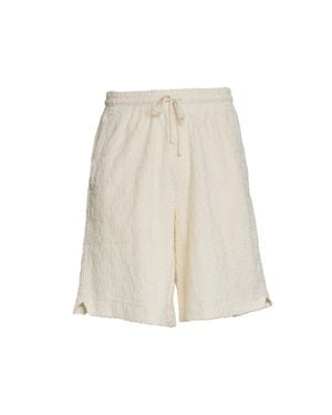 Drole de Monsieur Monogram Double Mirror Elasticated Shorts - Natural