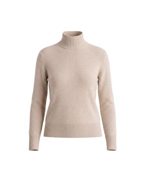Gran Sasso 2-Ply Mock Neck Cashmere Sweater - Natural