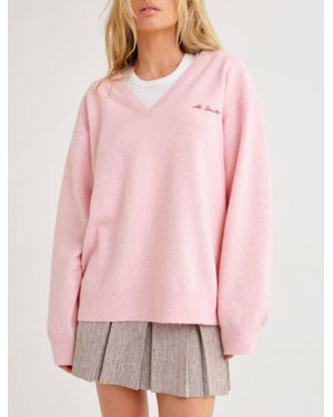 Rumored Vail Al Dente V-Neck Sweater - Pink