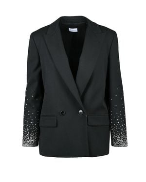 Marella Double-Breasted Jacket With Rhinestone Embellishments - Black