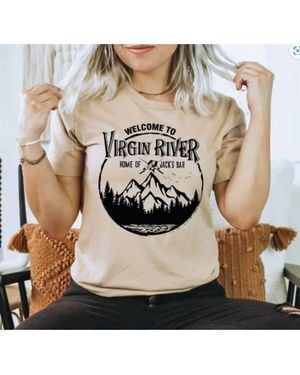 Glittering South Welcome To Virgin River Jack's Bar Graphic Tee - Natural