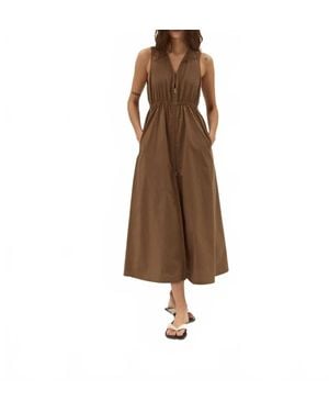 DELUC Rubbens Poplin Sleeveless Maxi Dress - Brown
