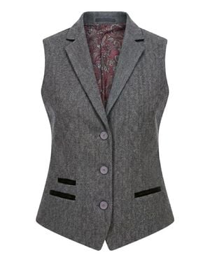 TruClothing Tweed Waistcoat Herringbone Slim Fit Work Office Vest - Gray