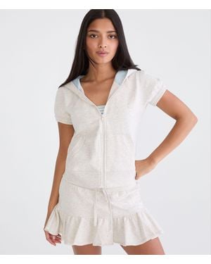 Aéropostale Short Sleeve 87 Y2K Full-Zip Hoodie - White