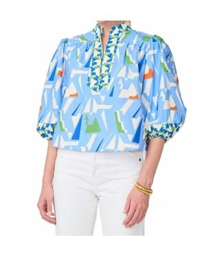 Gilner Farrar Bethany Split Neck Blouse - Blue
