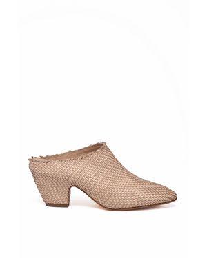 Ernesto Dolani Woven Covered-Heel Pointed-Toe Leather Sabots - Multicolor
