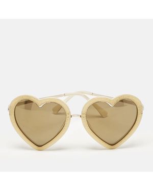 Linda Farrow X Markus Lupfer/ Glitter Heart Shape Sunglasses - Natural