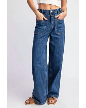 Eesome Blake Open Pocket Straight Leg Denim Jeans - Blue