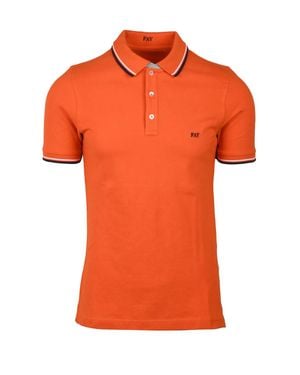 Fay Contrast Ribbed Cotton-Blend Polo Shirt - Orange