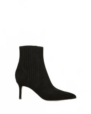 Veronica Beard Lisa Mid-Heel Suede Bootie - Black