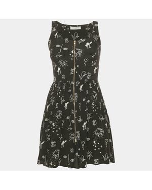 Sandro Printed Silk Mini Dress - Black