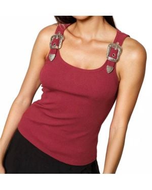 Pretty Garbage Buckle Tank Top - Red