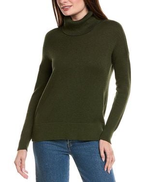 Hannah Rose Boxy Turtleneck Cashmere-Blend Sweater - Green
