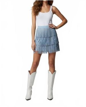 Saints & Hearts Tiered Fringe Mini Skirt - Blue