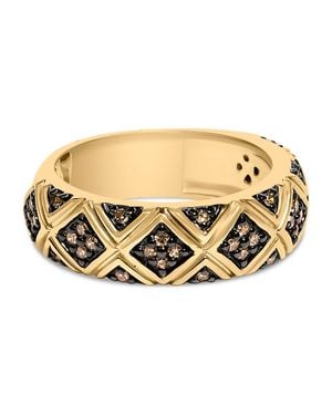 Haus of Brilliance 10K Plated .925 Sterling 3/8 Cttw Champagne Diamond Geometric Style Band Ring - Metallic
