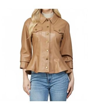Fate by LFD Valentina Peplum Leather Jacket - Blue