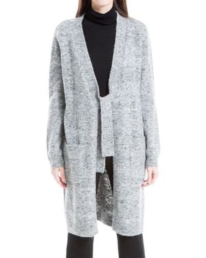 Max Studio Long Wool-Blend Cardigan - Gray