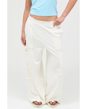 TRUEDAMES Mineral Wash Wide Leg Cargo Pants - White