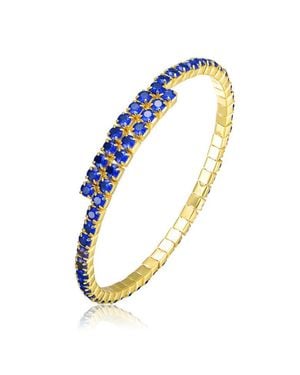 Rachel Glauber Colored Cubic Zirconia Bypass Tennis Bracelet - Blue